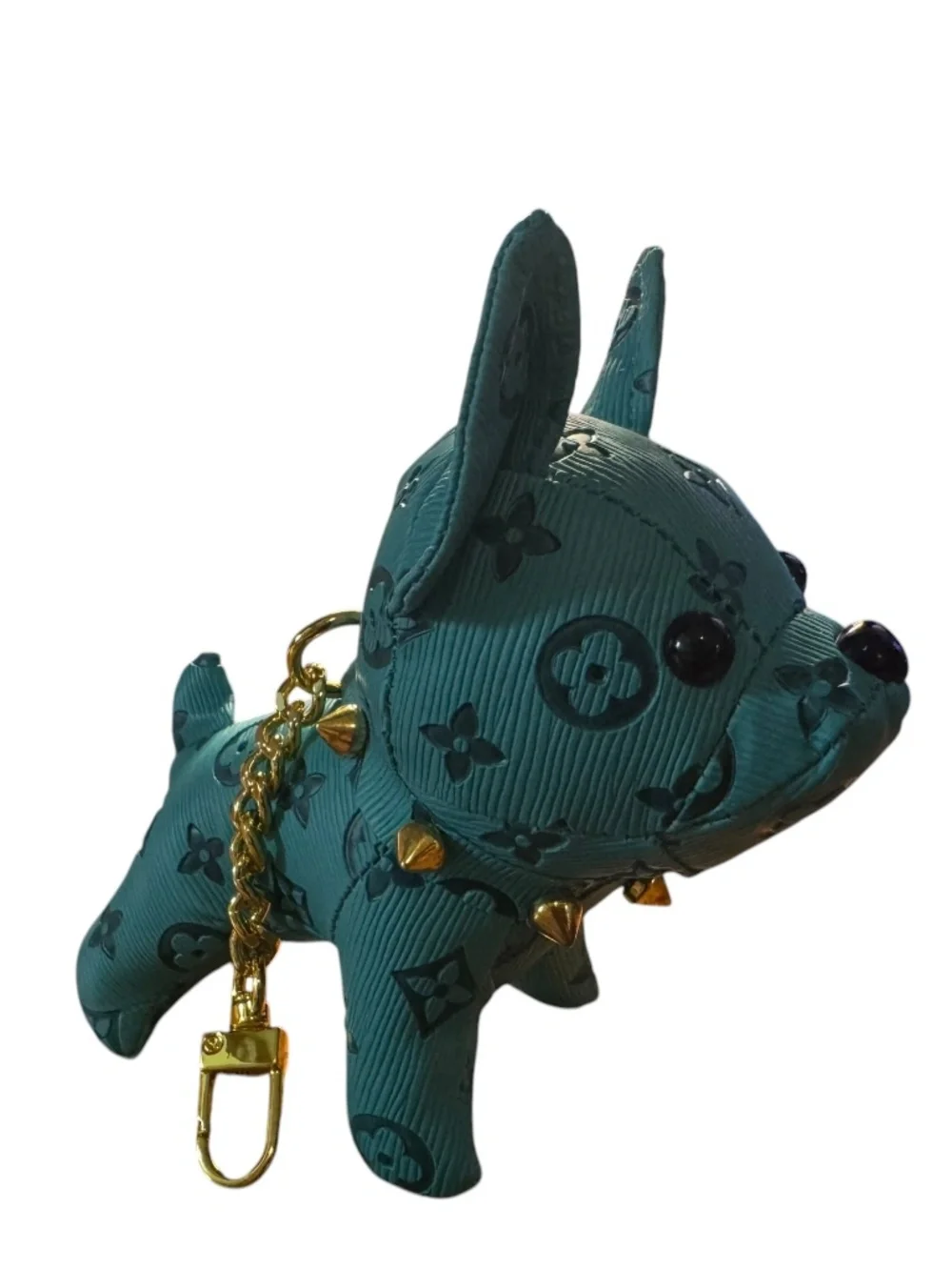 Teal Blue French Bulldog Dog Keychain Handbag Bag Charm - Brand New